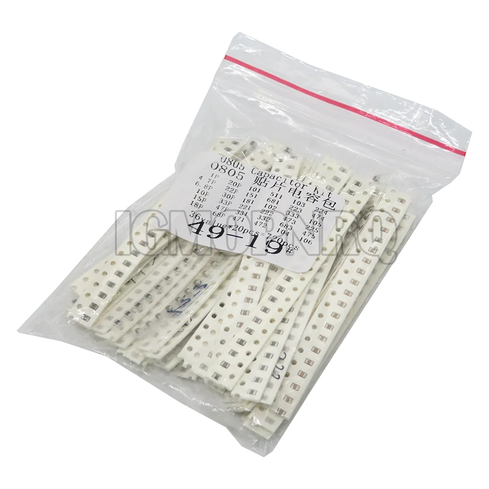 320PCS 720PCS 2500PCS 0603 0805 1206 SMD Capacitor Kit Assorted Kit 16/36/50Values 1PF ~ 1UF 22PF 47PF 22NF 100NF 2.2UF 4.7UF