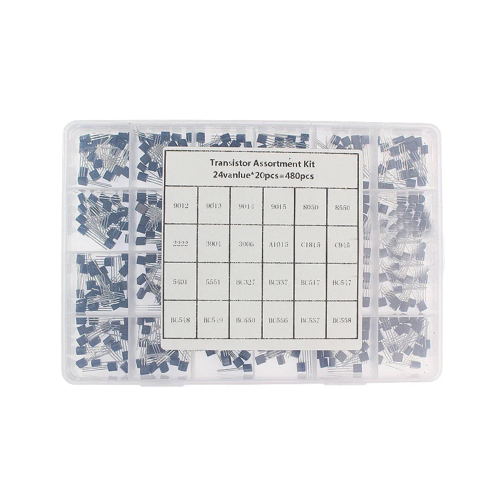 200/480/600/840PCS Transistor TO-92 Transistors Kit BC547 BC327 BC337 2N2222 3904 3906 C945 PNP/NPN Transistors with Box