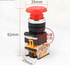 Emergency Stop 10A 380V 22mm Self-Locking Head Power Mushroom Push Button Switch 1NO 1NC LA38-11ZS