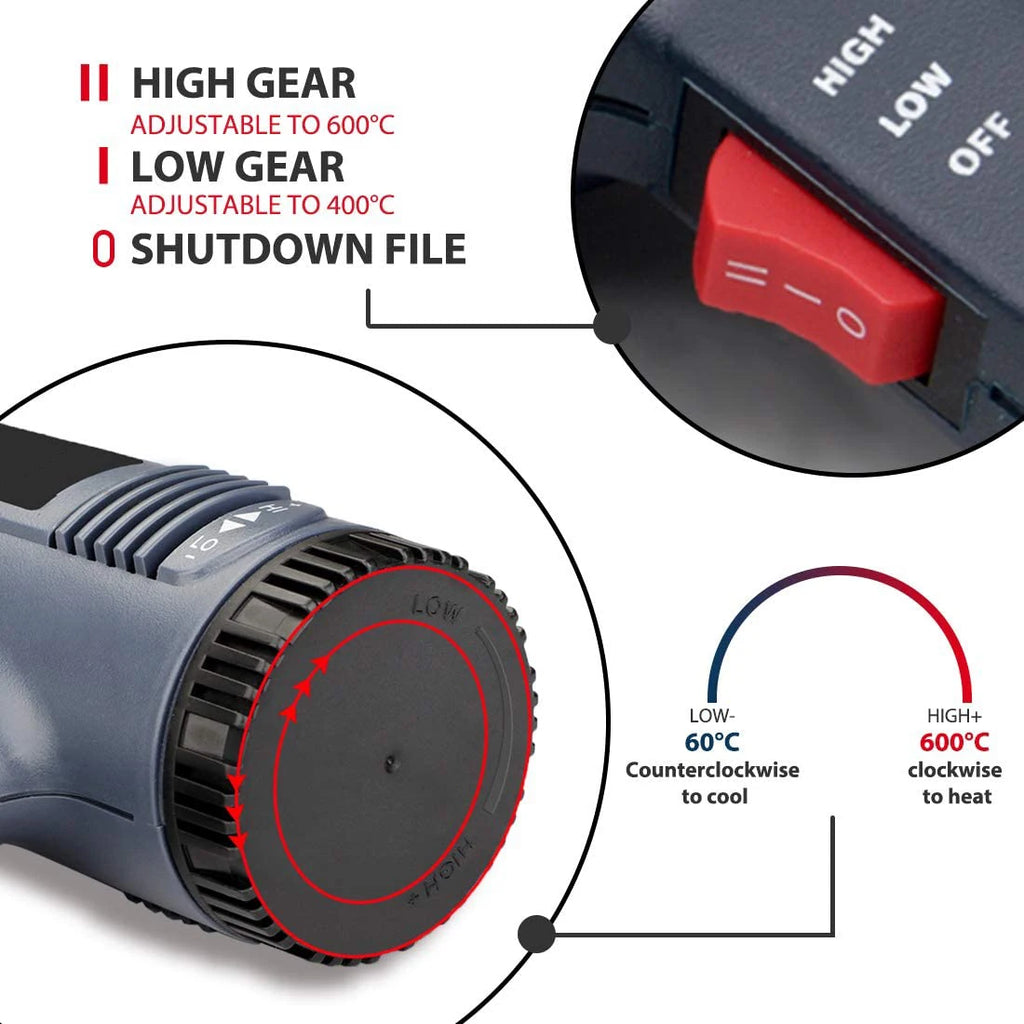 2000W Hot Air Gun Professional Electric Adjustable Temperature-controlled Building Hair Dryer Soldering Tools Heat Gun for Car