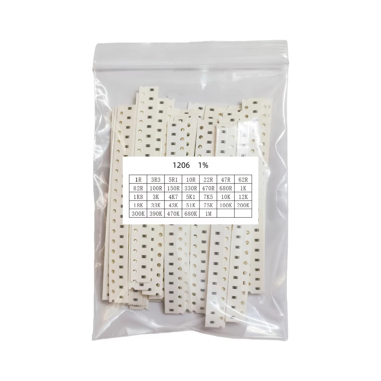 660pcs  0603/0805/1206 1% SMD Resistor Assorted Kit, 33 Values Each (20pcs Each: 1R，10K, 100K, 1K, 100R), Surface Mount Resista