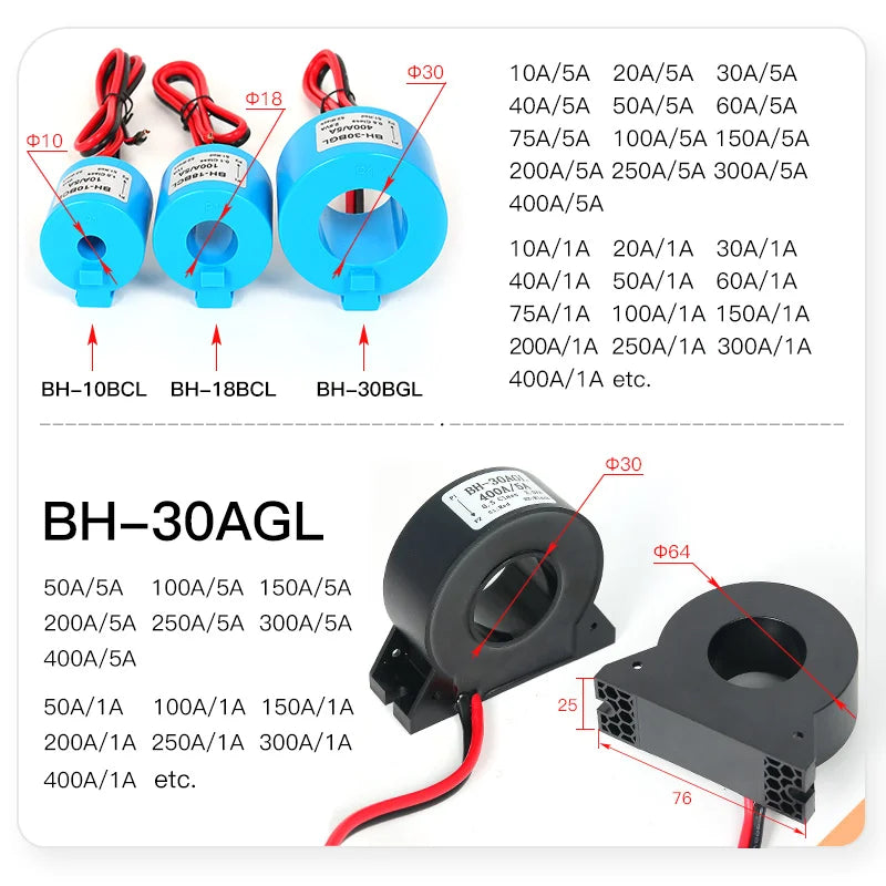 Current Transformer Sensor 05 Class BH-18BCL 50/5 100/5 150/5 High Precision Din Rail Current Transformer for Current Metering