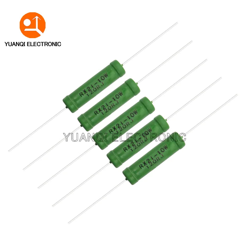 5PCS RX21 10W Wire Wound Resistance 5% 0.05 0.1 0.15 0.2 0.51 0.68 1 2 3 5.1 10 15 20 51 68 82 100 220 510 820 1K ohm Resistor