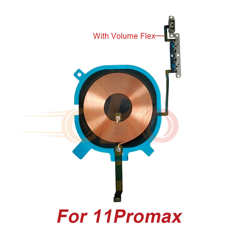 Wireless Charging Chip Coil Sticker With Volume Flex For iPhone X XR XS 11 Pro Max Wireless Charger Panel Repair (1PC)