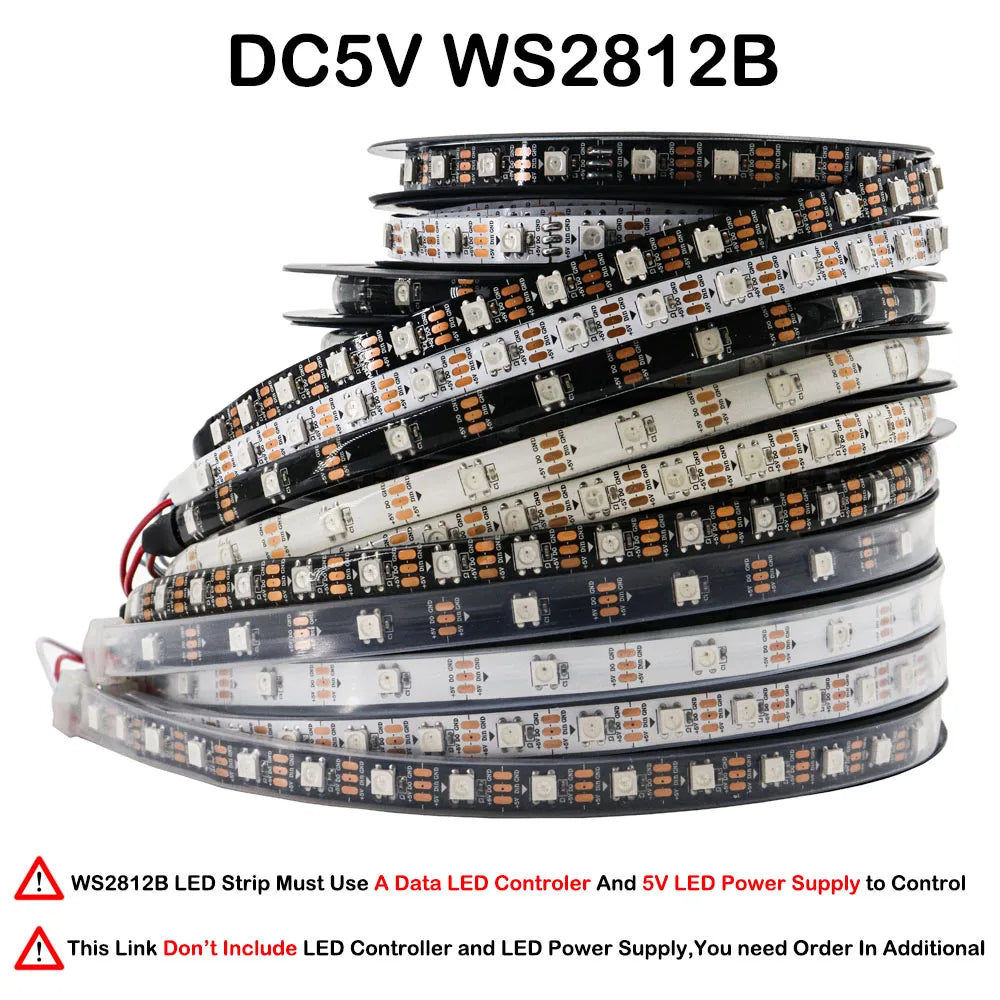 WS2812B WS2815 WS2813 Individually Addressable RGBIC LED Strip WS2811 WS2812 30/60/144Pixels/Leds/m Smart Tape Light DC5V/12V