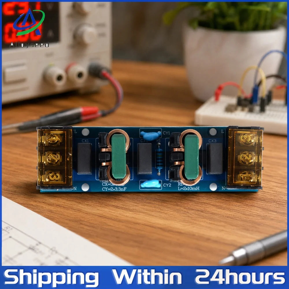 EMI Power Line Filter 25A AC 50/60Hz Noise Suppressor Audio Power Purifier PCB Module Common Differential Mode Interference