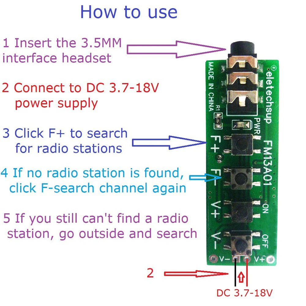 Digital FM Receiver Module Radio Receiver Module Digital Stereo Board 76MHz~108MHz