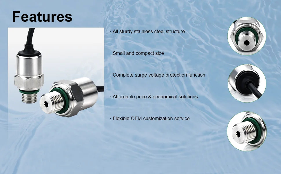 pressure sensor transmitter G1/4  5-12V 0-5V  water pressure sensor for water oil fuel gas air ceramic sensor stainless stee