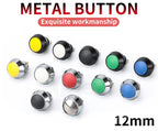1Pcs 2Pin Mini Switch 12mm  2A waterproof switch  momentary Push button Switch reset Non-locking metal shell 1NO 36V color