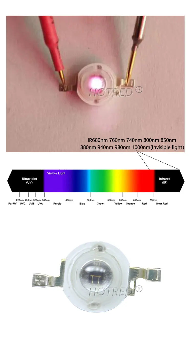 5-10pcs 1W 3W High Power LED IR 730nm 760nm 810nm 850nm 880nm 940nm 980nm 1050nm Diode Light Lamp for Night Vision CCTV Camera