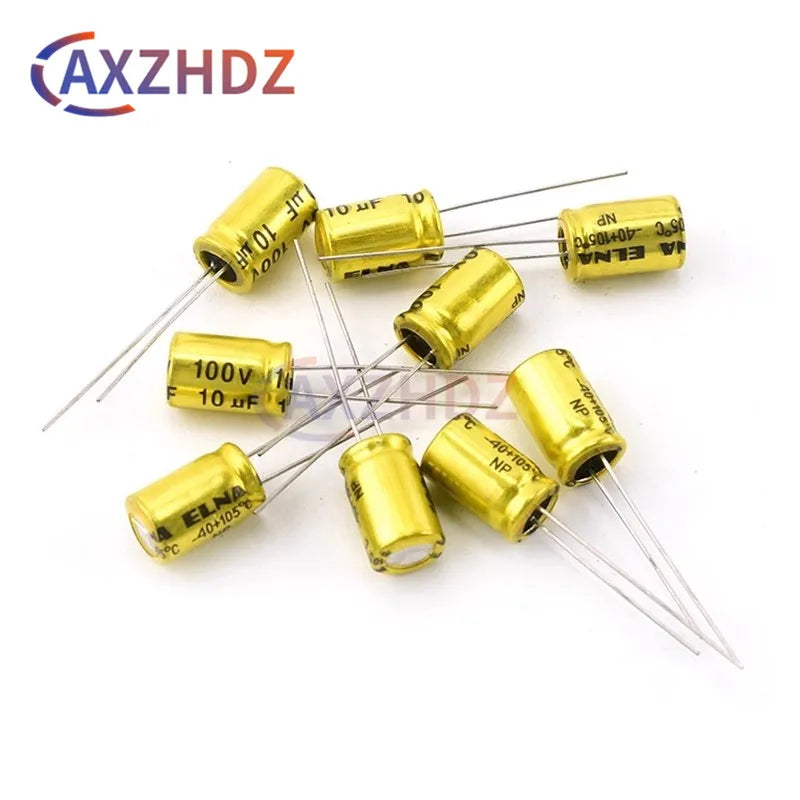 10PCS Audio Frequency Nonpolarity NP Electrolytic Capacitor 100V 1uF 1.5uF 2.2uF 3.3uF 4.7uF 5.6uF 6.8uF 10uF 22uF 33uF 47uF
