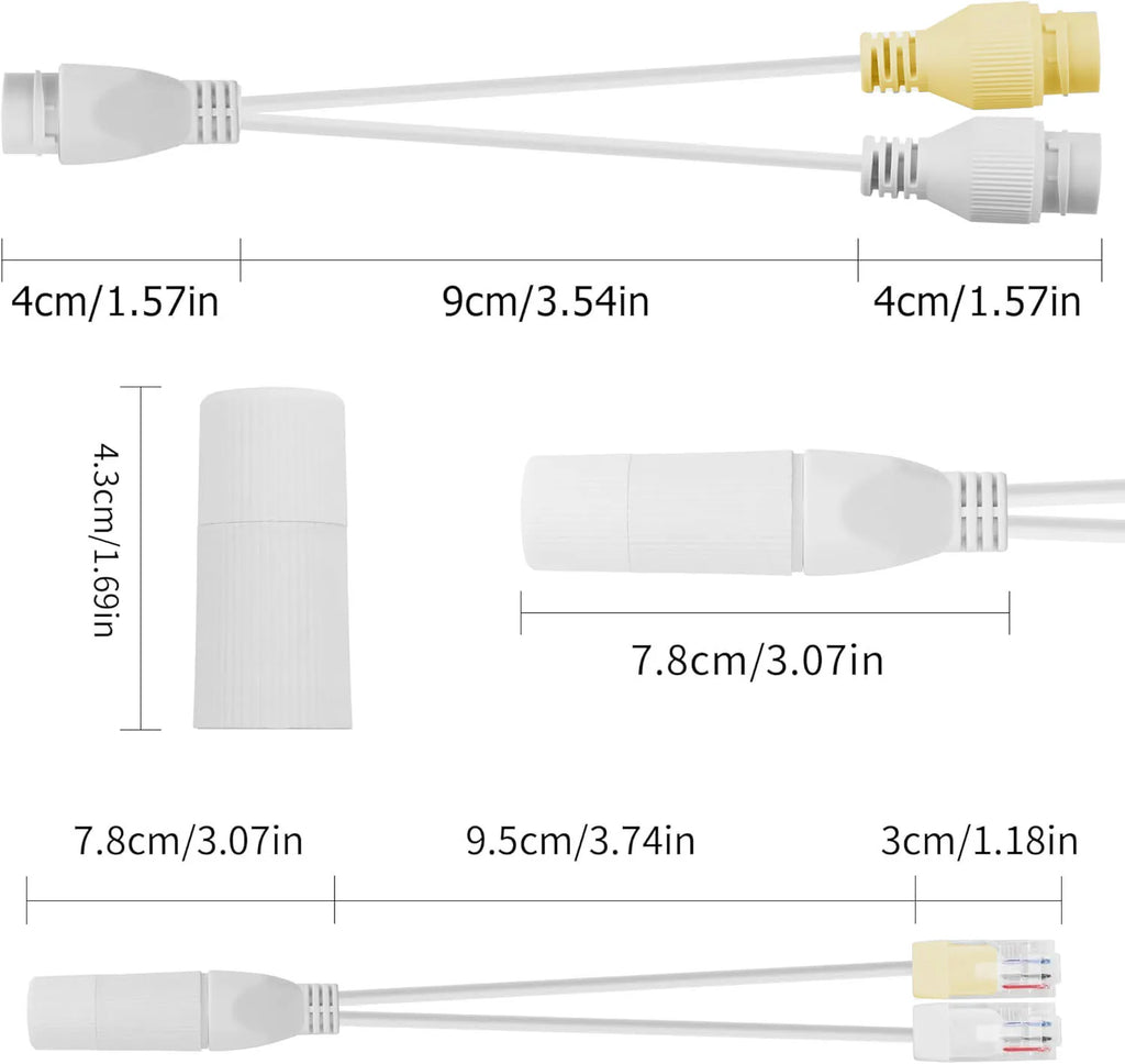 Waterproof IP PoE Ethernet Splitter Adapter RJ45 Fits Connectors for Security Camera Installation Ethernet Cable Management