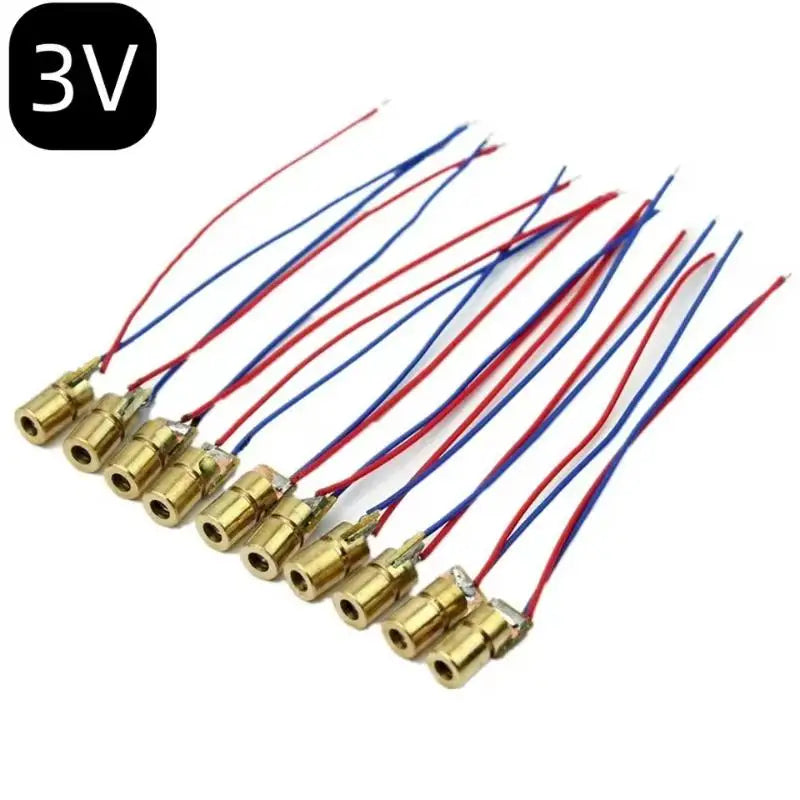 Latest 10pcs Adjustable Mini Laser Pointer Diode RED Dot Laser Diod Circuit 3V/5V 5mW 650nm Module Pointer Sight Copper Head