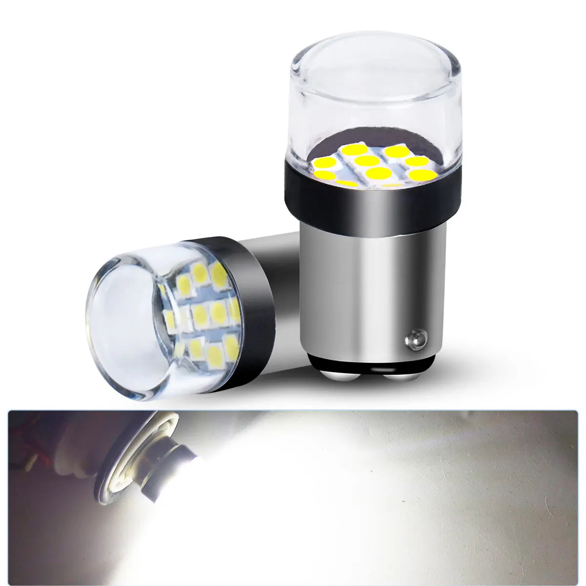 1156 BA15S P21W 1157 BAY15D P21/5W Super Brightness 3030 Chips LED Car Bulbs 12V/24V for Car Brake Reverse Lights Plug and Play