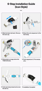 BYXGD Cat6A Tool-Free RJ45 Connector Reusable 50µ Gold-Plated | 10Gbps Anti-Unplug | T568A/B | Industrial Grade Network Plug