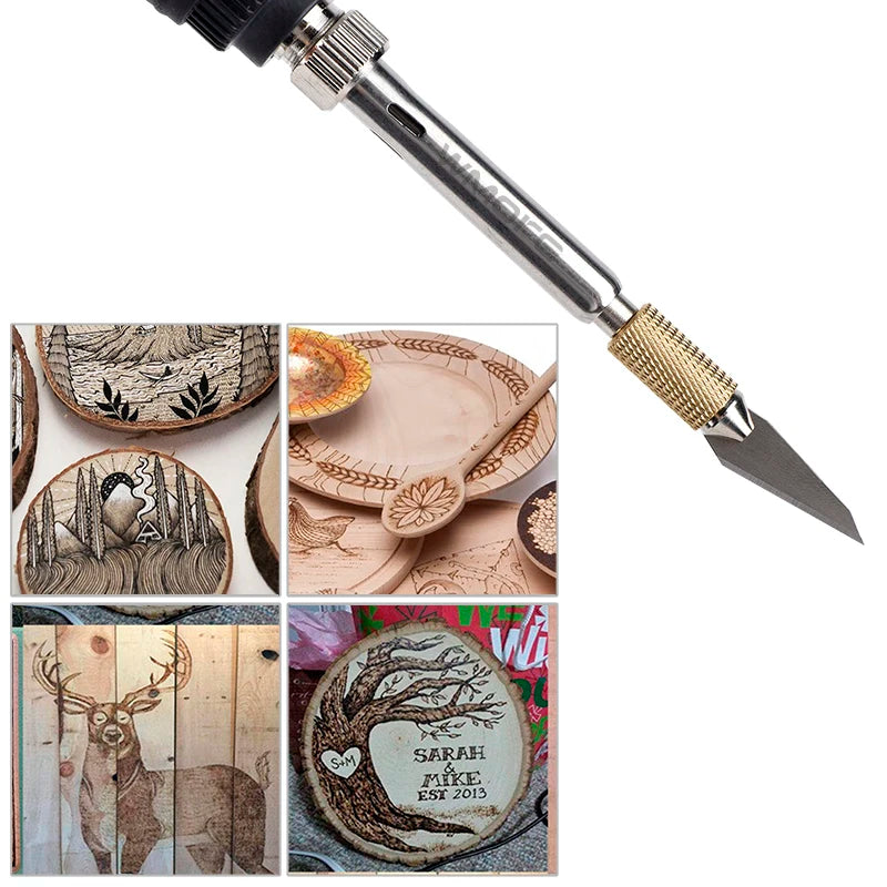 JCD 80W Engraving Pen Electric Soldering Iron Wood Burning Kit Flipping Word Embossing Pyrography Tool Craft 28PC TIP Set 908S