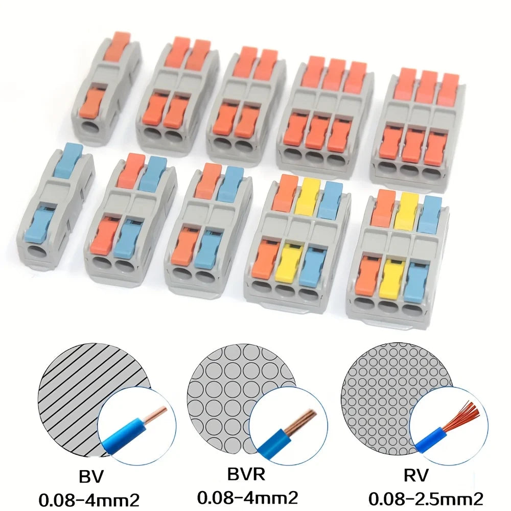 10/30/50pcs Wire Connector Spliceable Hard Wire Direct Insertion Multi Input And Multi Output Fast Wiring Terminal Block