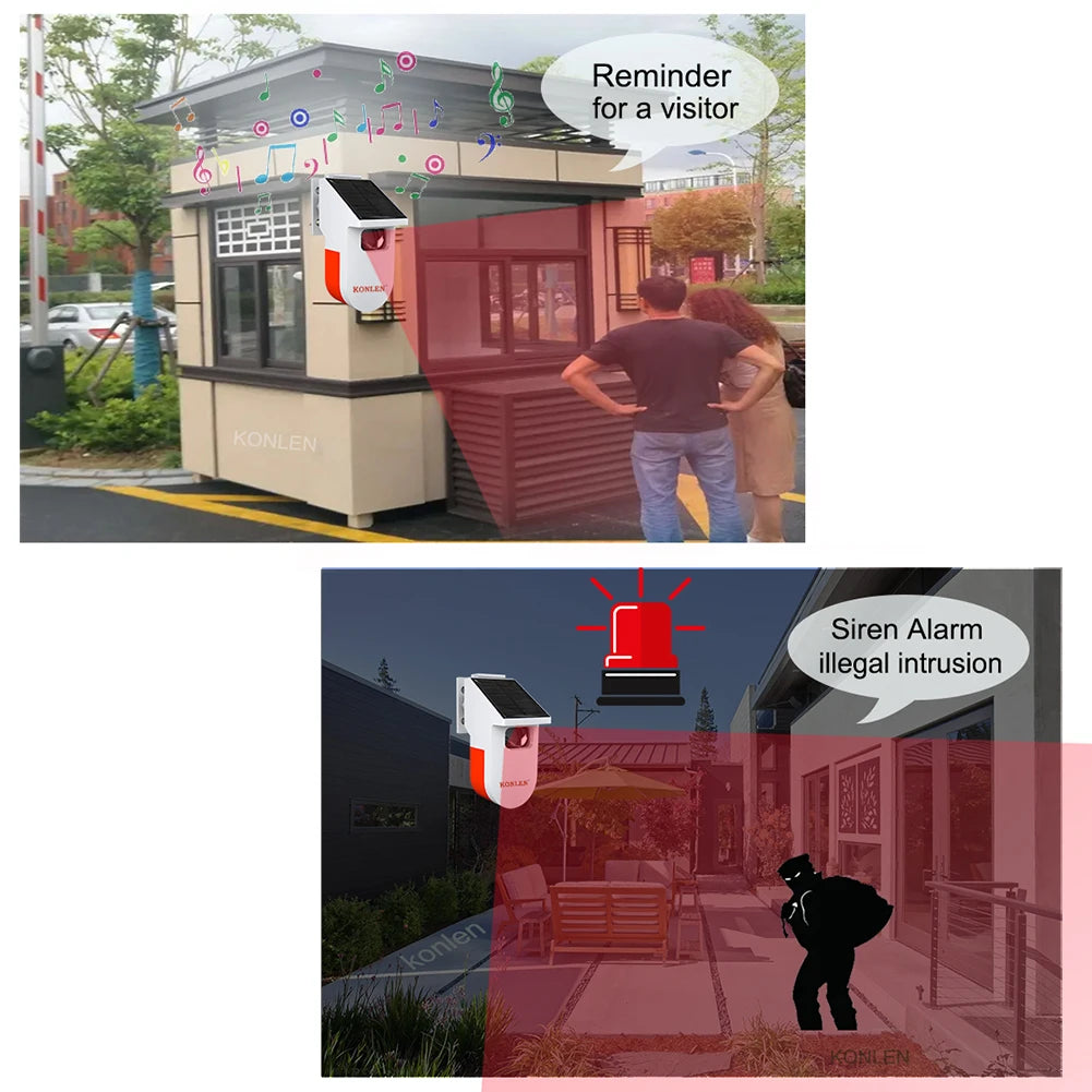 Microwave Solar PIR Sensor Welcome Ring Doorbell Infrared Motion Alarm Detector for Door Bell, Anti Theft Intruder Home Security
