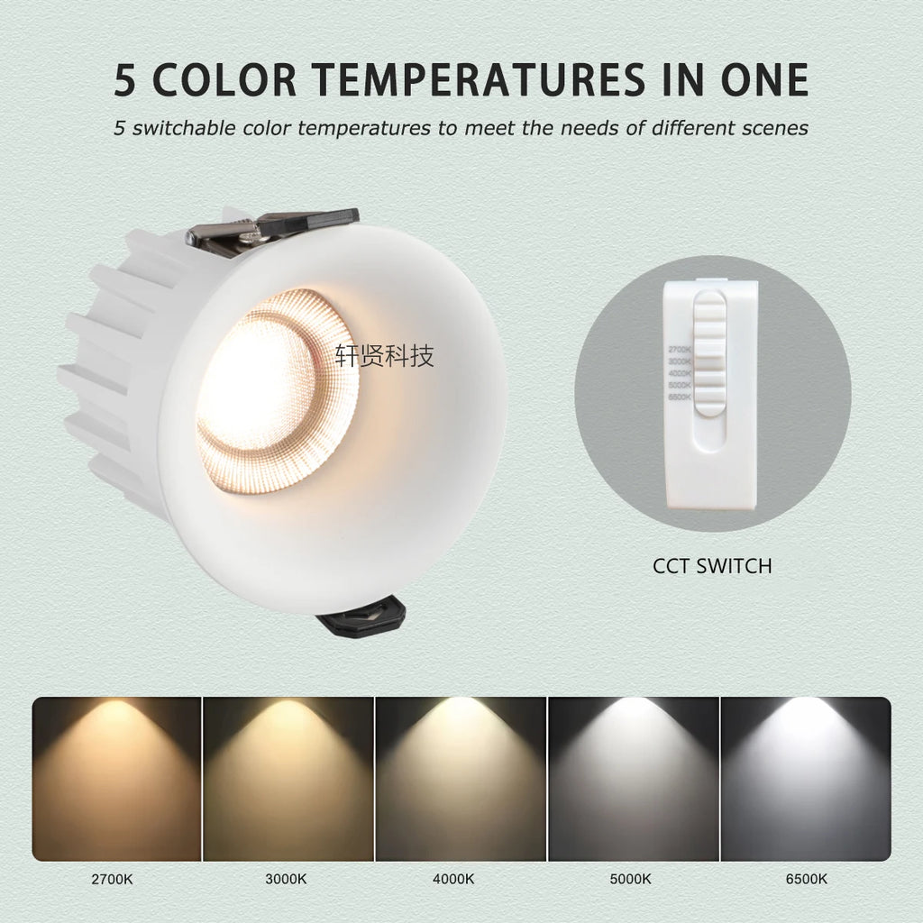 Tuya Bluetooth/ Zigbee/ DALI/ Matter Smart Recessed LED Ceiling Spot Light AC220V/110V Dimmabe Ceiling Lamp for Bedroom Kitchen