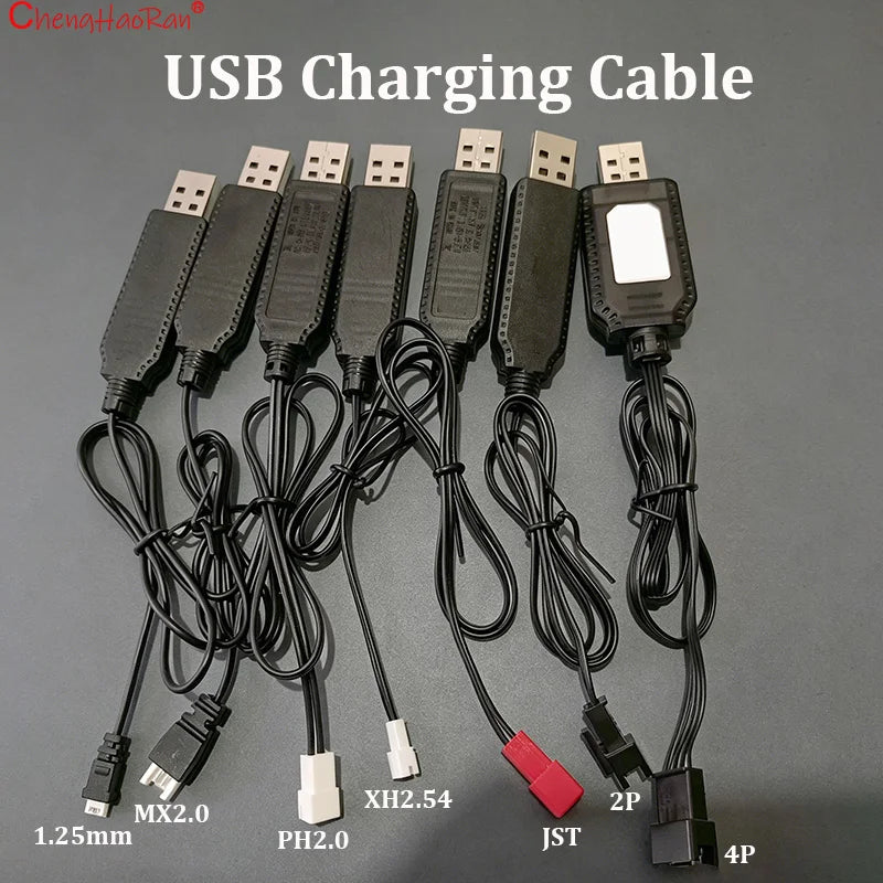 ChengHaoRan 1PC 3.7V/7.4V Lithium Battery Charging Cable With MX2.0 XH2.54 JST 2P 4P Interface For Toy Remote Control Car