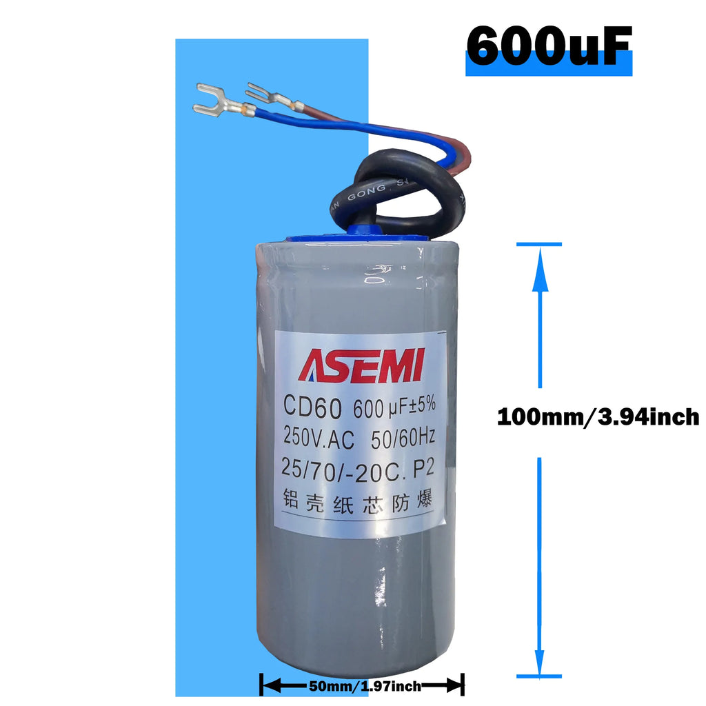 CD60 P2 250V AC 50/60Hz Starting Capacitor Startup Aluminum Shell Paper Core 75uF 100uF 150uF 200uF 250uF 300uF