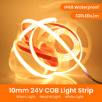 IP68 Waterproof COB LED Strip Light 12V 24V Flexible LED Neon Tape 320LEDs/m High Density Linear Light Outdoor Swimming Pool