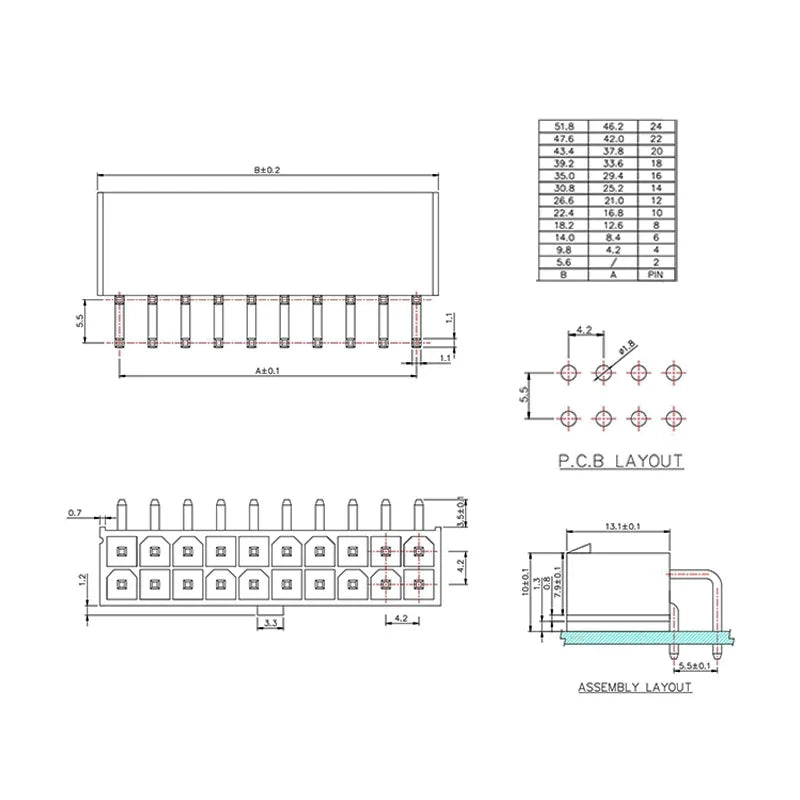 5Sets Molex 4.2mm Automotive Wire Connectors Plug 5557 Series RA Wafer Female Terminal 2-24P Housing for Electrical Wiring