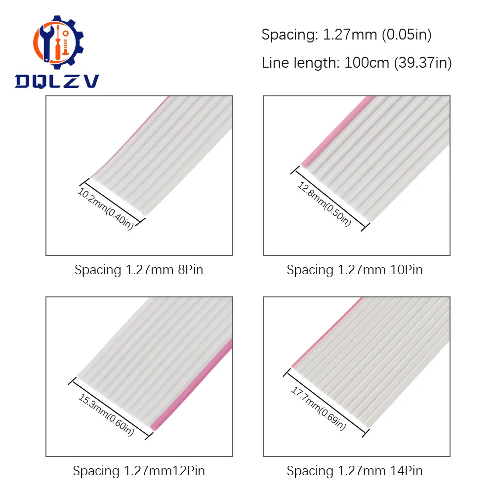 1/3/5Meter 6/8/10/16/18/20/26/34/40P 1.27mm Pitch Color Grey Flat Ribbon Cable Rainbow DuPont Wire For IDC 2.54mm FC Connector