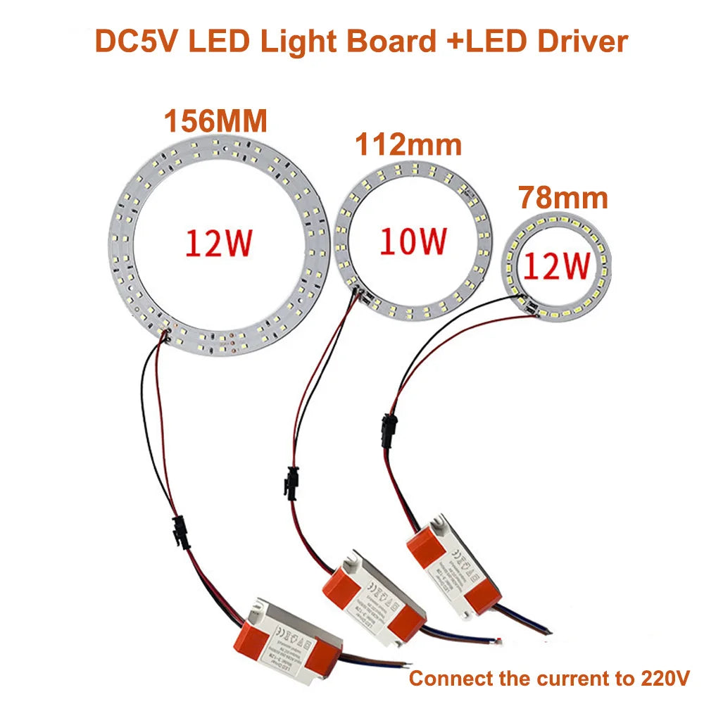 DC5V LED Light Beads Light Source SMD 2835/5730 LED Ring Board Aluminum Lamp Plate Accessorie 10W 12W with SM Female and Driver