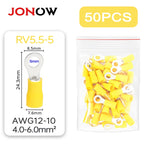 50PCS Ring Crimp Terminals Electrical Wire Connectors M4/M5/M6 Insulation Ferrule Lugs Quick Splice Cables For Connection Screw