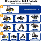 Robotics for Kids Ages 12-16 ACEBOTT 4 in 1 Smart Robot Arm with 5DOF + Tank Car STEM Toys Coding Kit for Arduino Scratch App