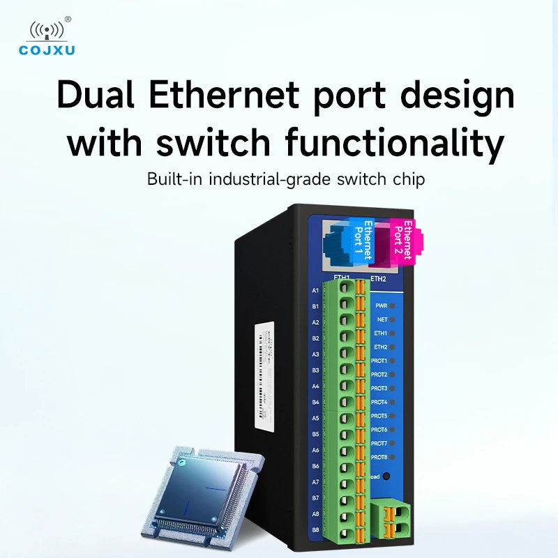 Isolated 8-Channel Serial Server RS485/232/422 to RJ45 COJXU NB183 Series ModBus RTU to TCP Build-in Watchdog MQTT/HTTP IOT