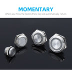 12mm 16mm 19mm 22mm Ultra-short Style Microtravel Stainless Steel Push Button Switch Led Lamp Self-reset/Momentary Normal Open