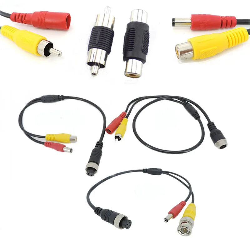 4Pin M12 GX12 Aviation Head Male/Female to RCA DC Male Female Connector Cable Plug Cord Converter for Car Rear Camera Monitor T1