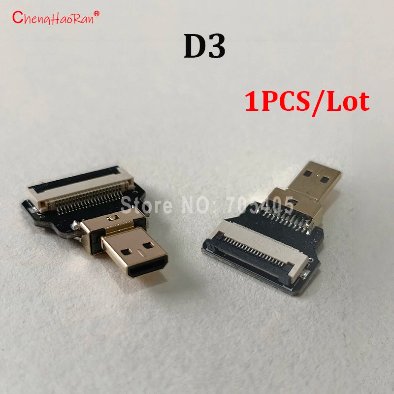 1PC Ribbon Flat FPV HDMI-Compatible Connector Flexible Cable Raspberry Pi 4 Micro HDTV To HD/Mini HD Female 90 Degree FFC 20pin