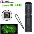 Professional Focus Night Vision Hunting Torch, Tactical Infrared Radiation Zoomable LED Flashlight, IR 850nm, 940nm, 10W