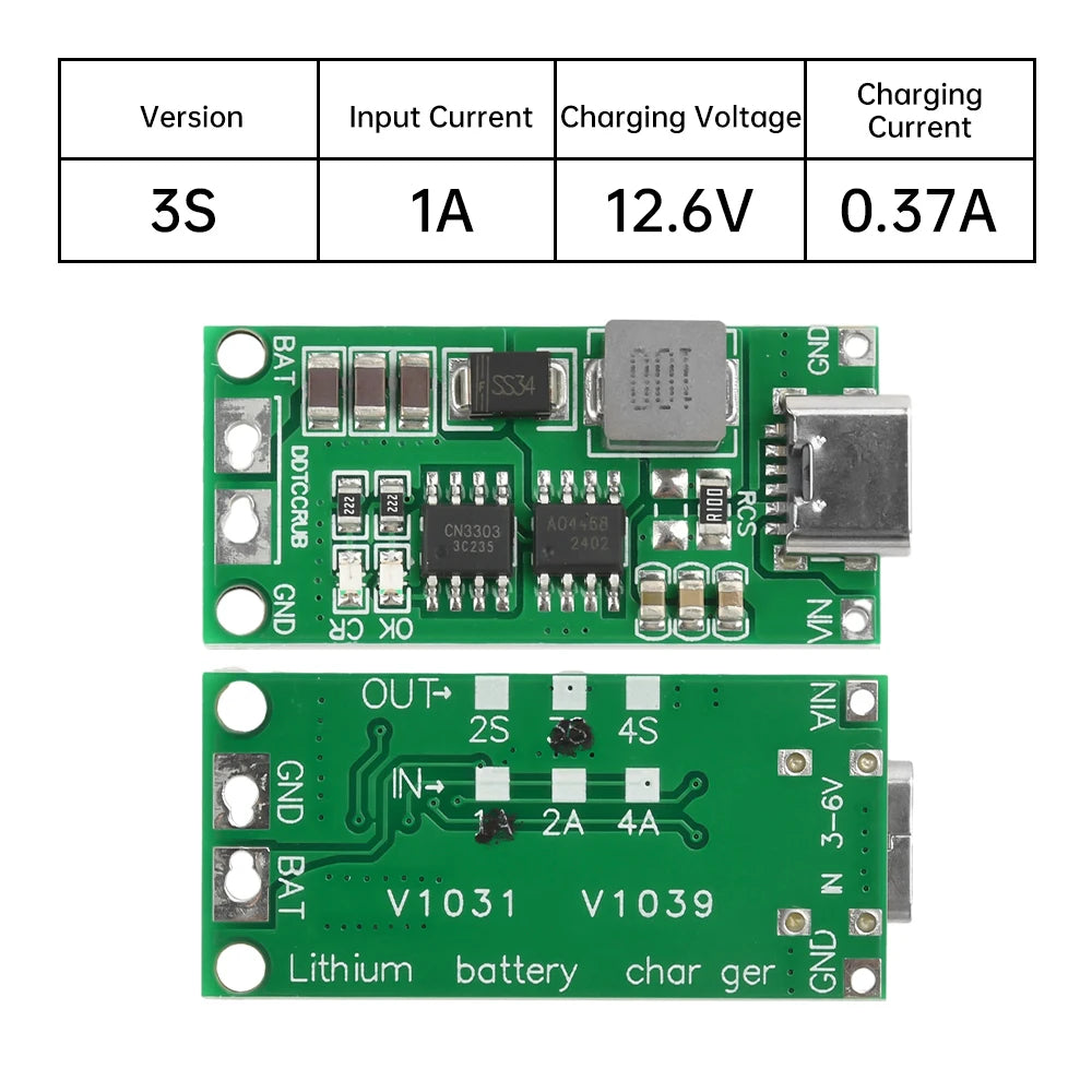 Type-C BMS 2S 3S 4S 1A 2A 4A 18650 Lithium Battery Charger Board Step-up Boost Module Li-Po Polymer Li-Ion Charger 8.4V 12.6V