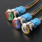 16mm 19mm 22mm double colors LED Metal Push Button Switch Waterproof Lamp Doorbell Car Momentary Latching 12V 24V without socket