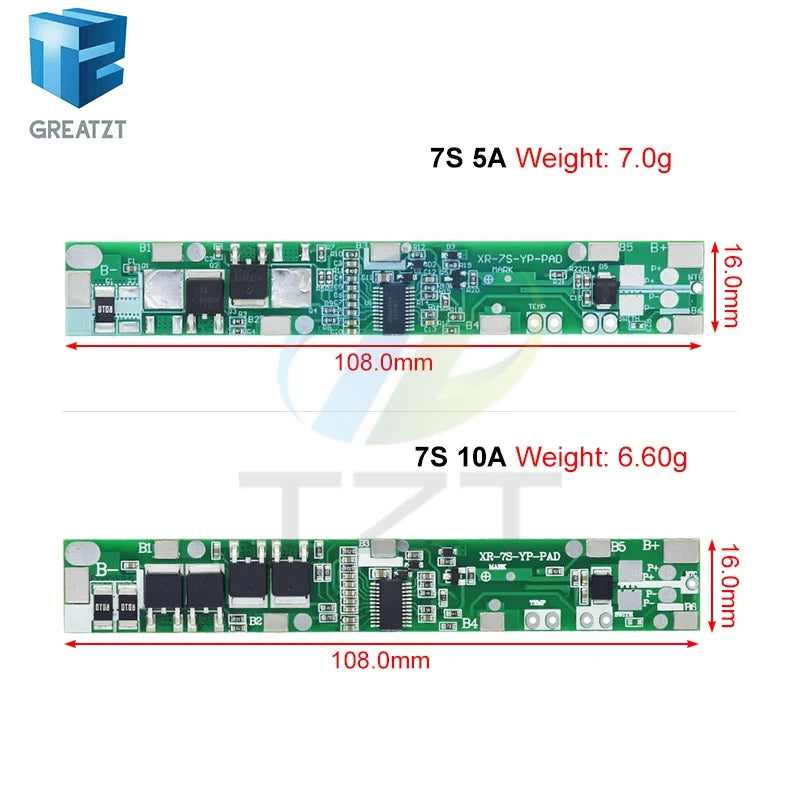 7S 24V 5A 10A BMS Protection Circuit Board Charge Protec Plates Charging Module for Lithium Battery Pack Power Bank E-bike