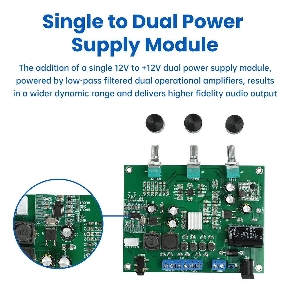 DC 9-18V 2.1 Channel Digital Audio Amplifier Board 2*15W+30W Bluetooth 5.4 Digital Decoder Power Amplifier Audiophile Subwoofer