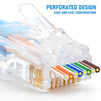 50/100pcs Pass Through RJ45 Cat6/Cat5e Connectors Crystal End 8P8C Crimp UTP Standard Ethernet Network Modular Plug