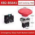 5pcs 22mm Mounting Emergency Stop Button Switch Self-locking XB2-BS545 Rotary Reset Mushroom Head NO NC Brass/Silver Contact