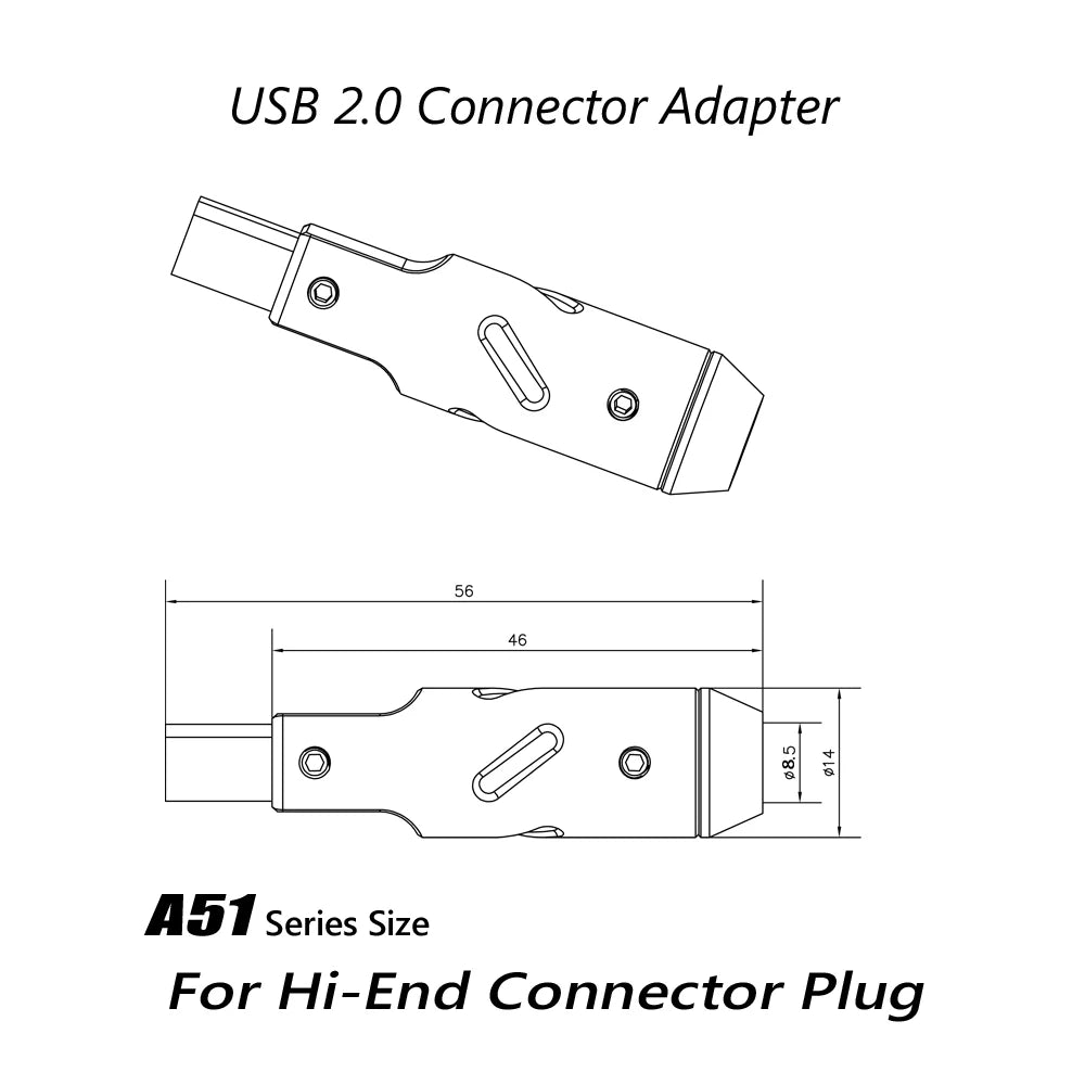 Monosaudio A51/B51 24K Gold Plated USB2.0 Plug DIY USB A To USB B Connector Hi Fi USB Cable USB Shell