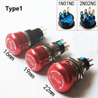 16mm/19mm/22/mm Emergency Metal Button Switch Indication STOP Machine Panel Dashboard Press Latching Button 1NO1NC/2NO2NC