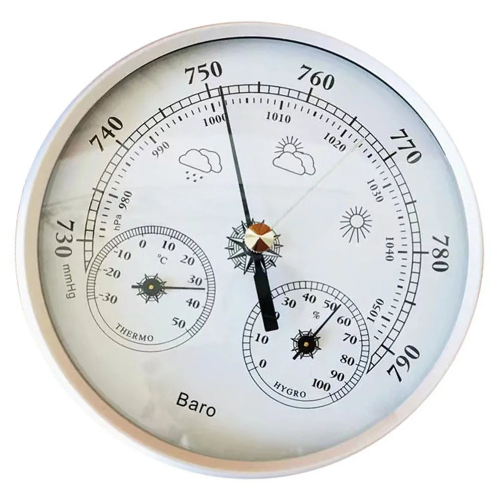 3 In 1 Wall Mounted Household Barometer Thermometer Hygrometer Weather Station Hanging Pressure hPa Gauge Air Weather Instrument