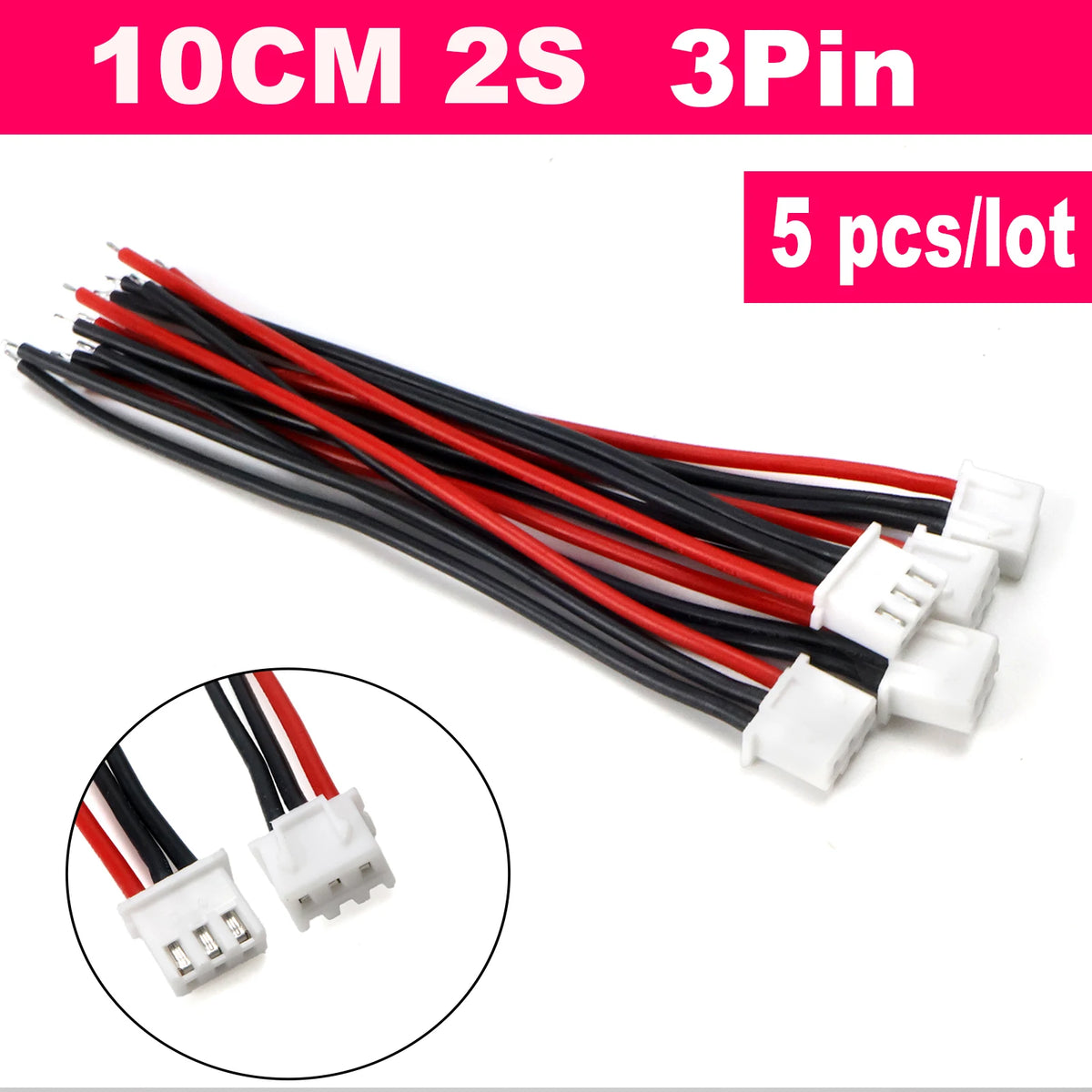 5Pcs JST-XH Balance Charger Cable 1S 2S 3S 4S 5S 6S 7S 8S 22AWG Silicone Wire 10cm Female Plug Extension Cord RC Lipo IMAX B6