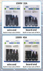 TOMZN 2 Sets of PV Solar Connectors 1000V 1500V 32A 45A Panel Branch PV Photovoltaic Wire/Board Terminal Box Inverter IP67 10LOT