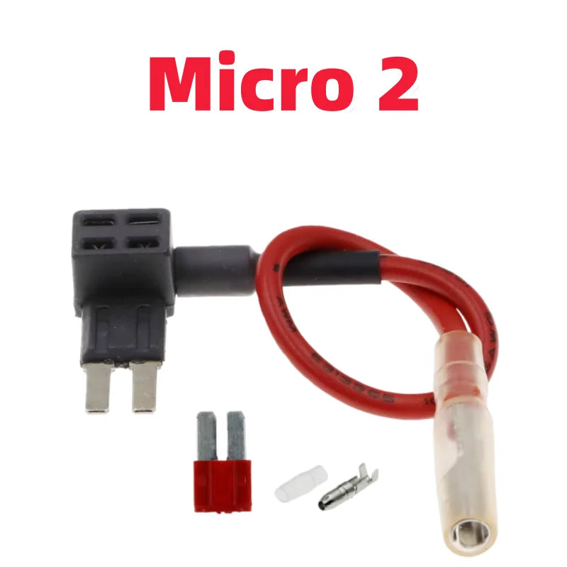 12V MINI SMALL MEDIUM Size Car Fuse Holder Add-a-circuit TAP Adapter with 10A Micro Mini Standard ATM Blade Fuse