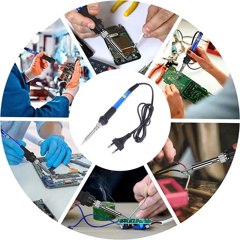 Adjustable Temperature 220V 60W Soldering Iron Set DIY Circuit Welding Repair Tool Household Set Internal Heating Temperature