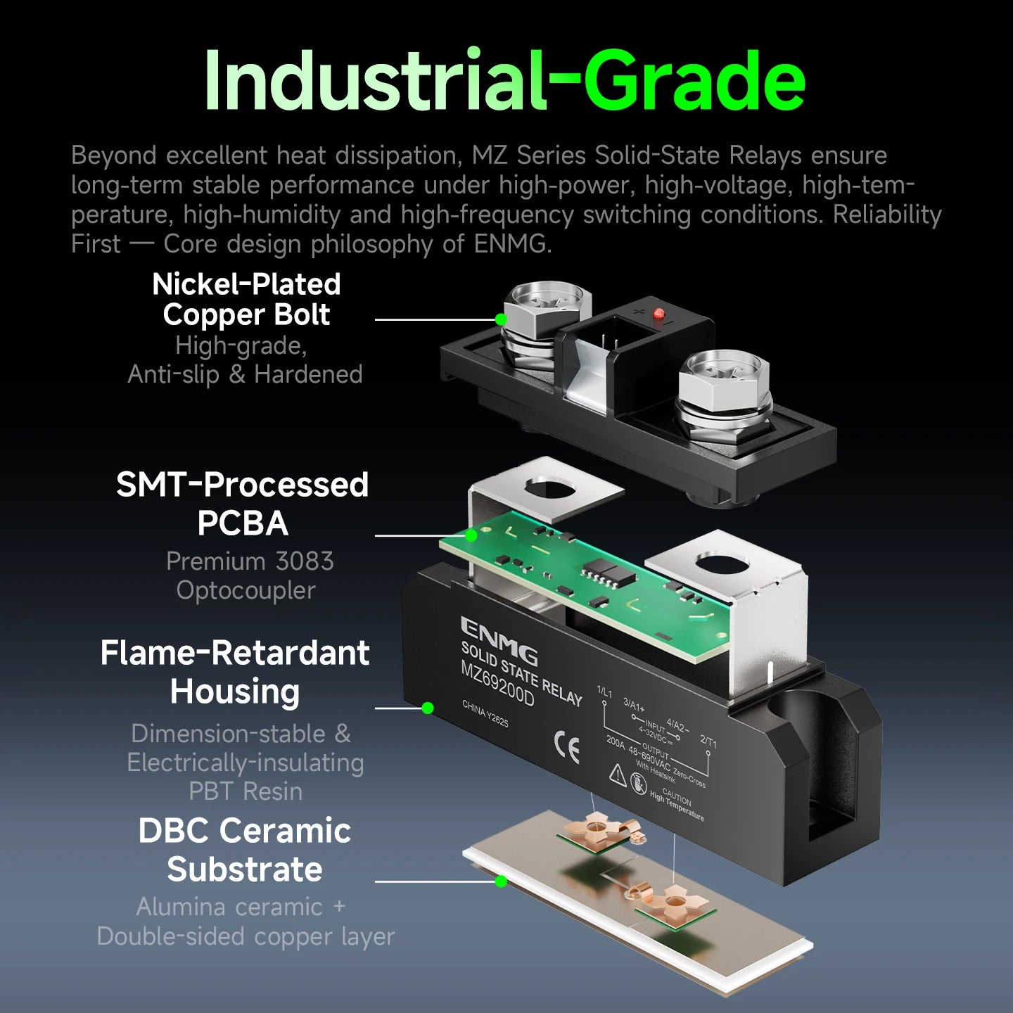 ENMG MZ69150D Industrial Grade High Power Solid State Relay SSR DC Input AC Output Opto Isolated Long Life No Contact Heating